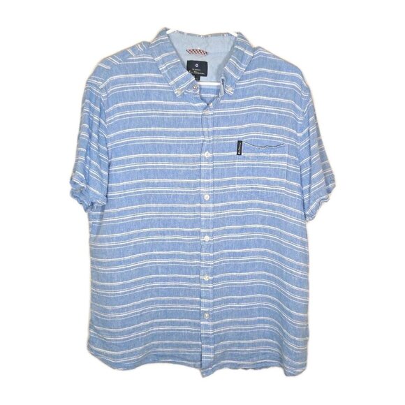 The Original Ben Sherman Linen Blend Striped Button Down Short Sleeve Shirt XL - Picture 1 of 4